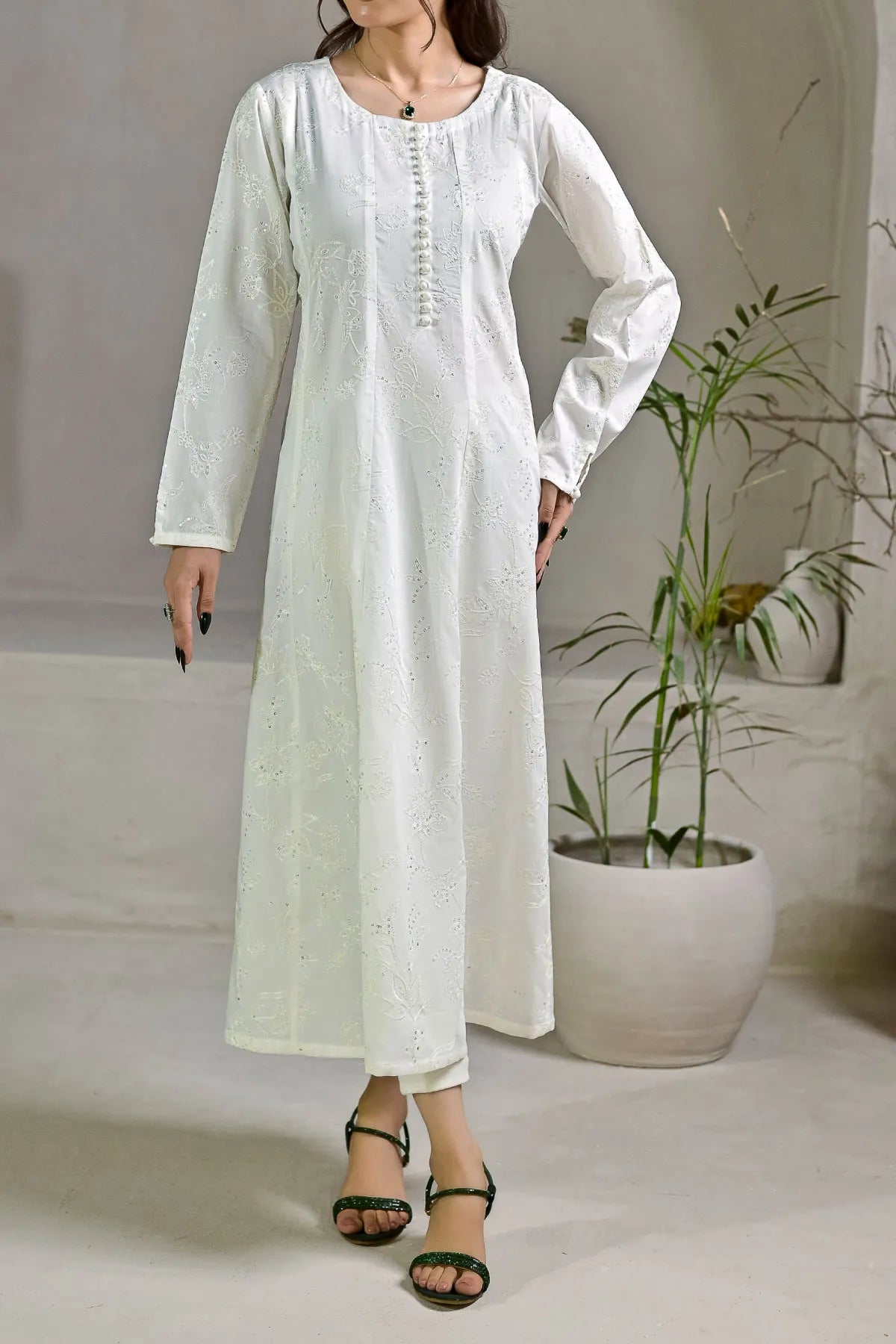 WOMEN'S-1 PIECE EMBROIDERY COTTON | CTNK-34