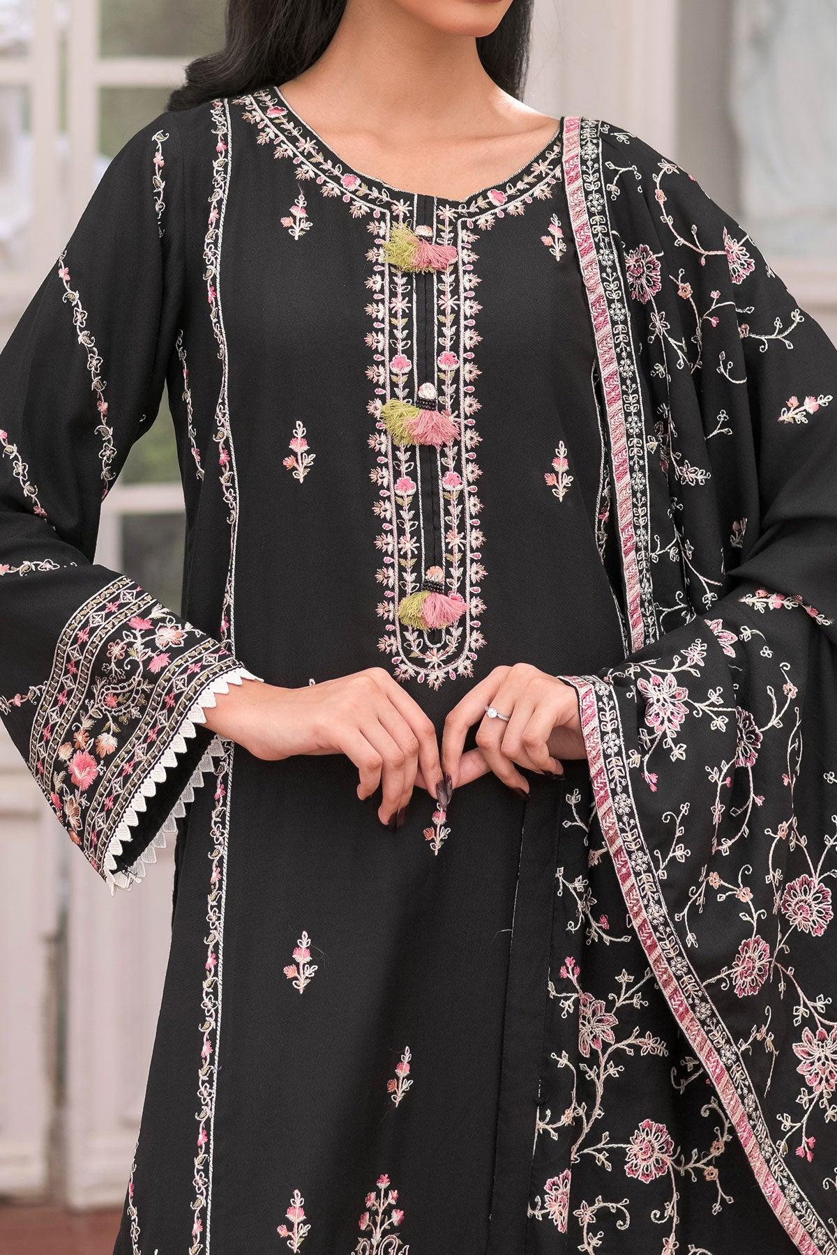 3 PIECE UNSTITCHED EMBROIDERY DHANAK| UN-DH-20