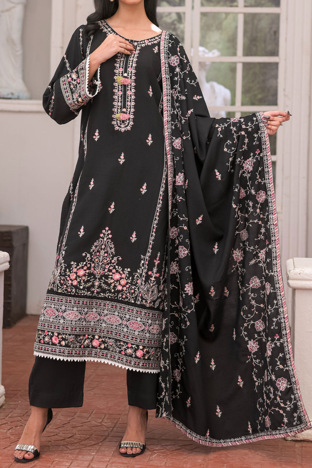 WOMEN'S-3 PIECE EMBROIDERY DHANAK| DH-20