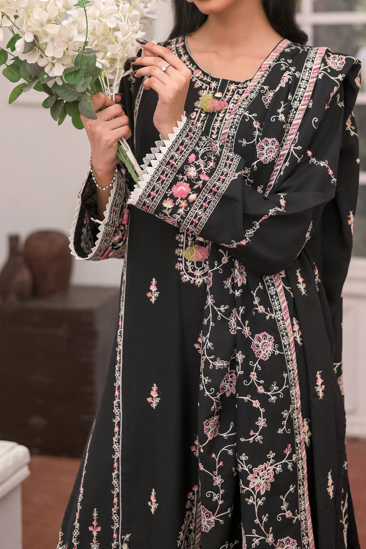 WOMEN'S-3 PIECE EMBROIDERY DHANAK| DH-20