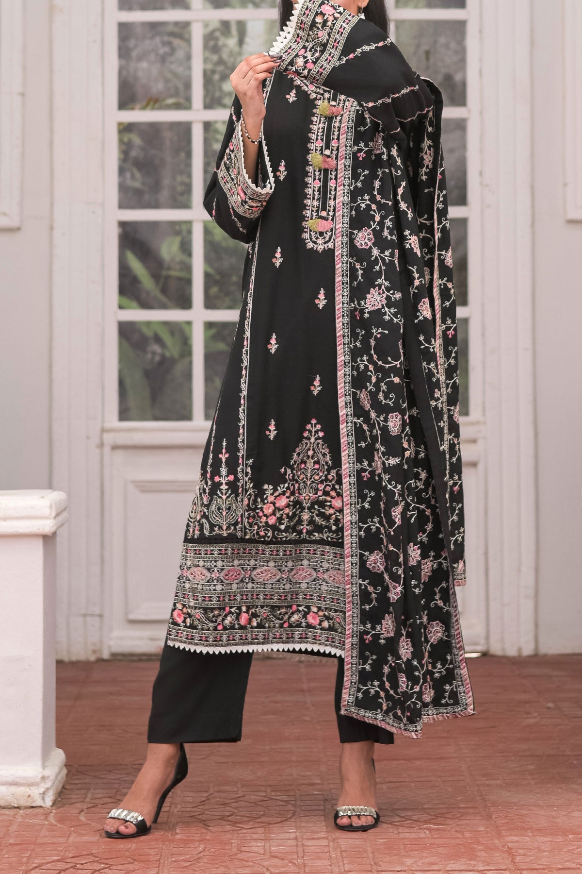 WOMEN'S-3 PIECE EMBROIDERY DHANAK| DH-20