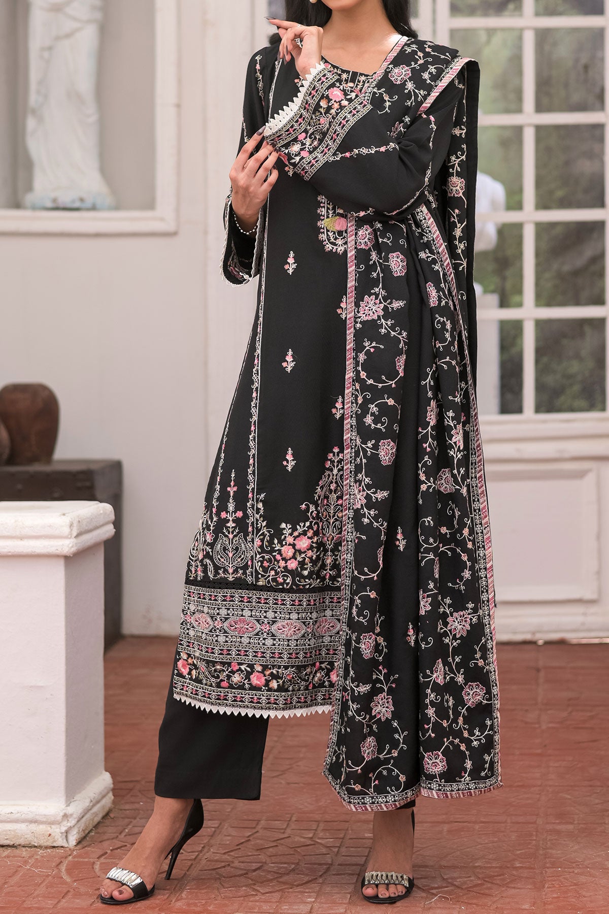 WOMEN'S-3 PIECE EMBROIDERY DHANAK| DH-20