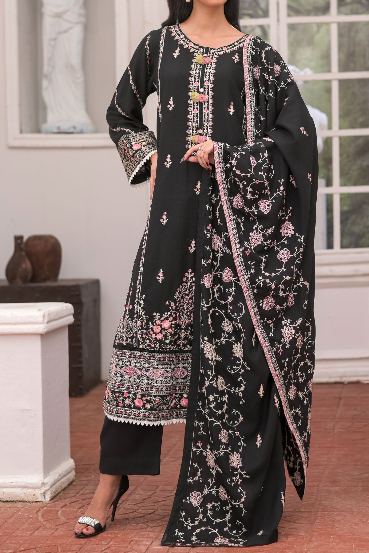 3 PIECE UNSTITCHED EMBROIDERY DHANAK| UN-DH-20