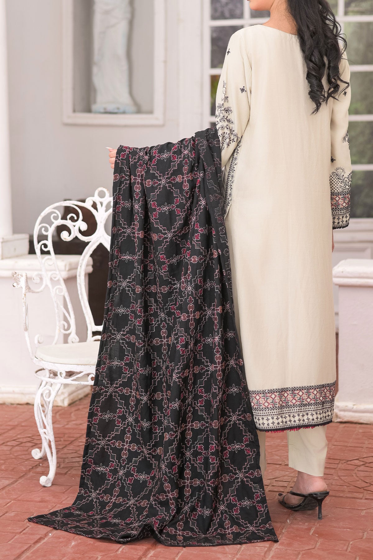 WOMEN'S-3 PIECE EMBROIDERY DHANAK| DH-23