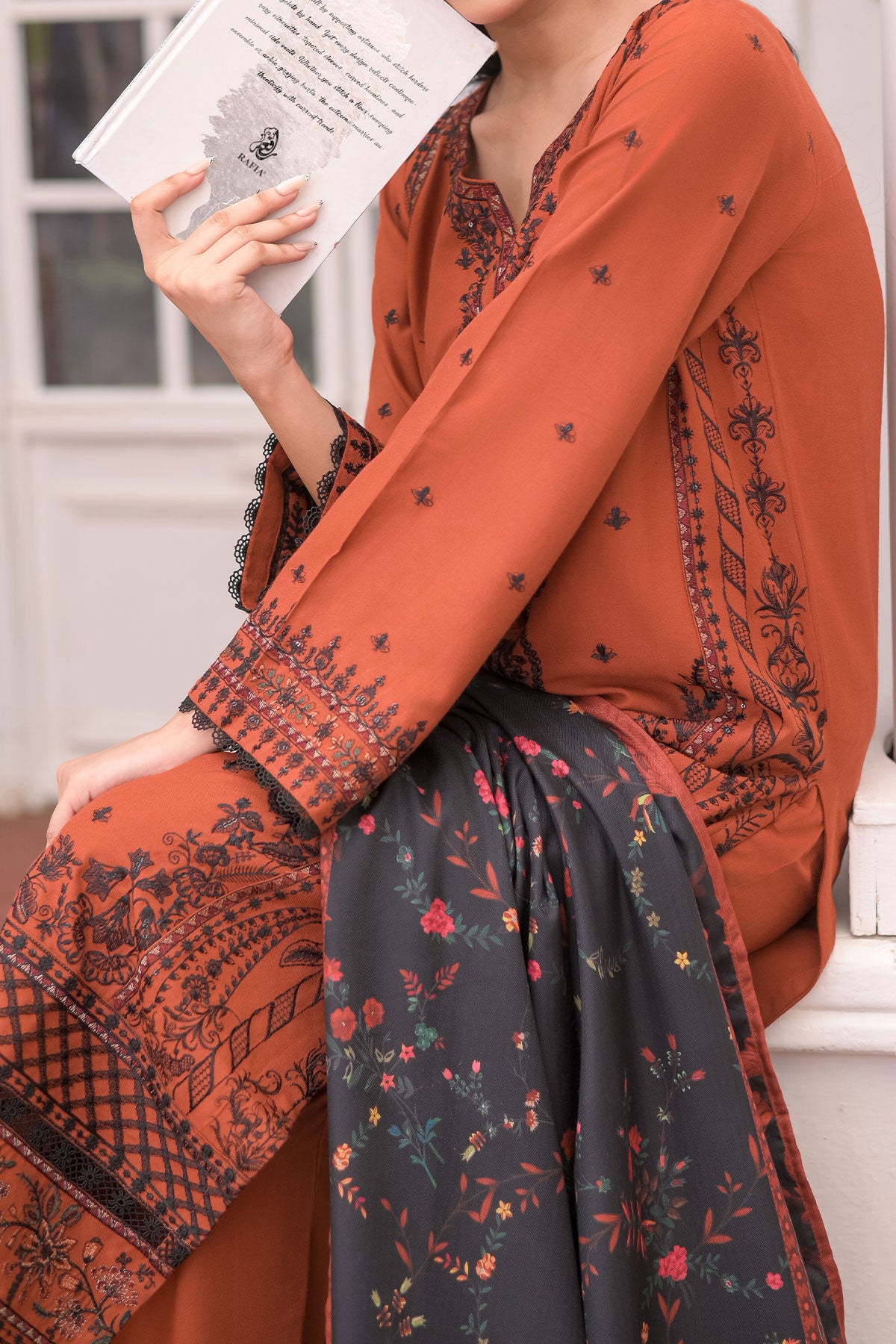 3 PIECE UNSTITCHED EMBROIDERY DHANAK| UN-DH-24