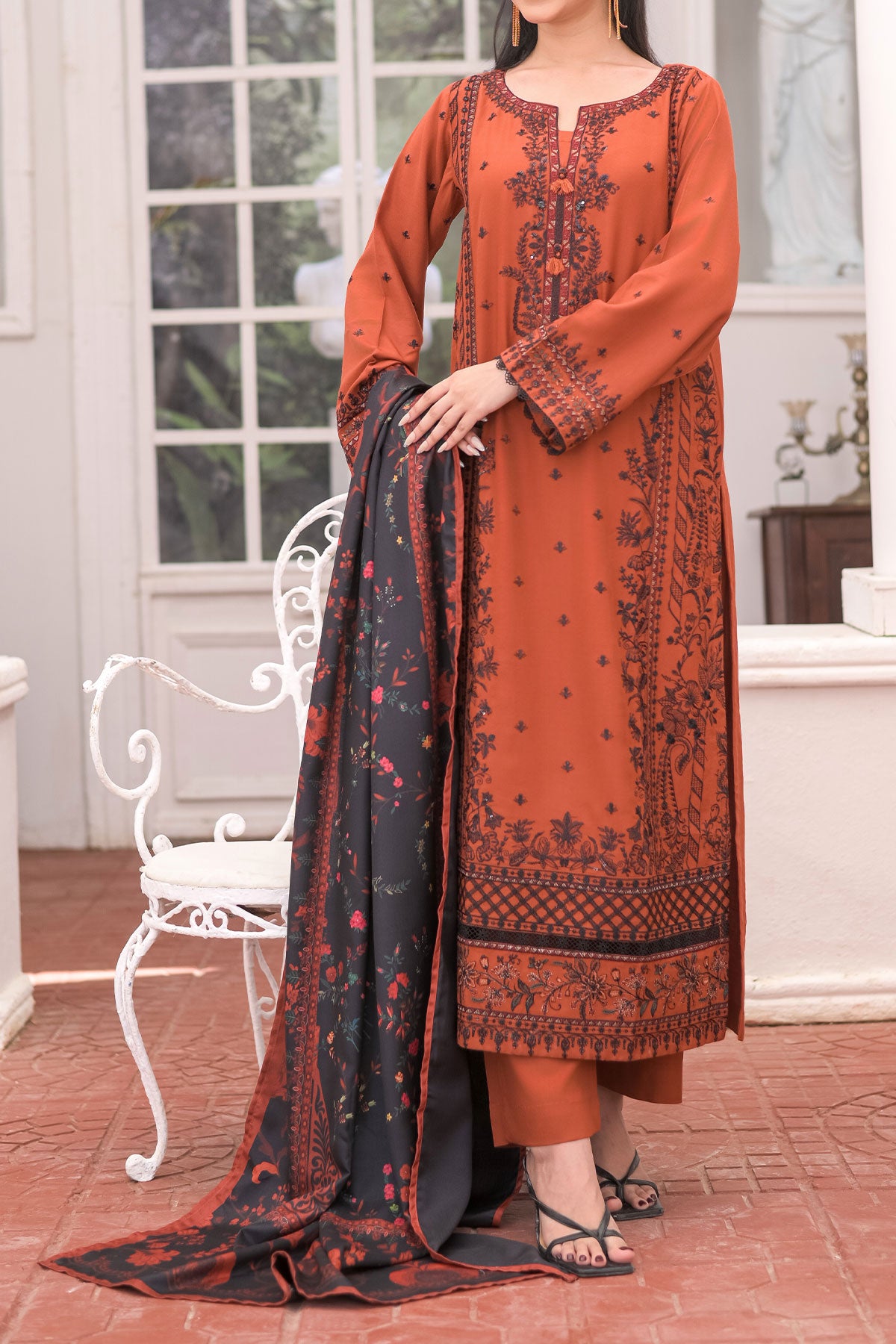 3 PIECE UNSTITCHED EMBROIDERY DHANAK| UN-DH-24