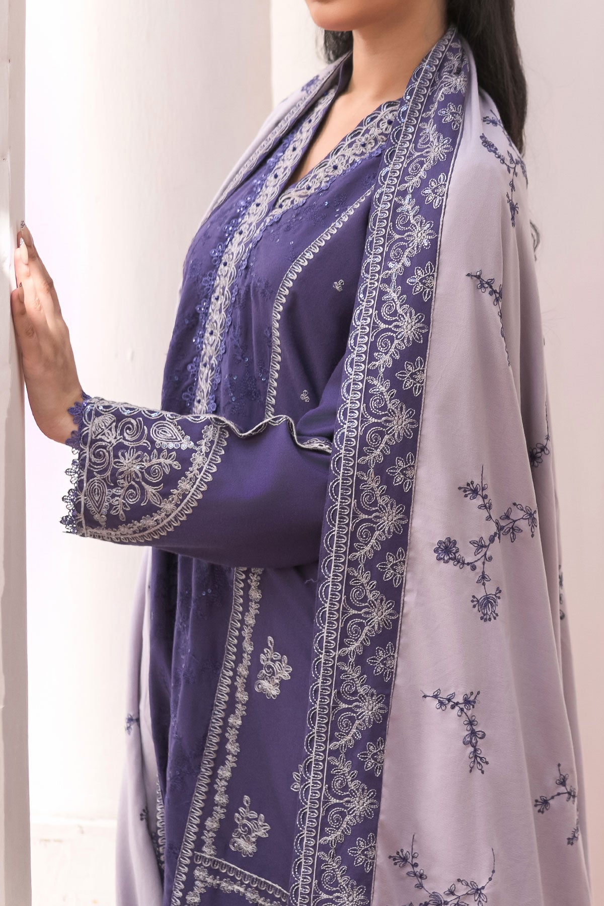 3 PIECE UNSTITCHED EMBROIDERY DHANAK| UN-DH-25
