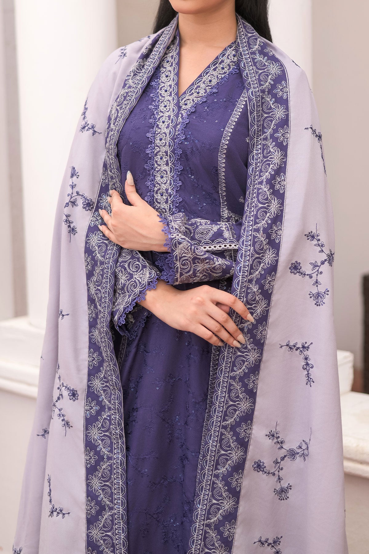 WOMEN'S-3 PIECE EMBROIDERY DHANAK| DH-25