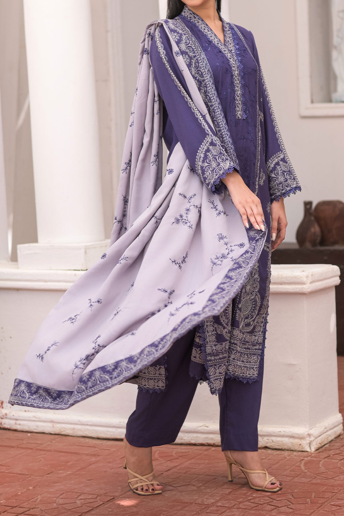3 PIECE UNSTITCHED EMBROIDERY DHANAK| UN-DH-25