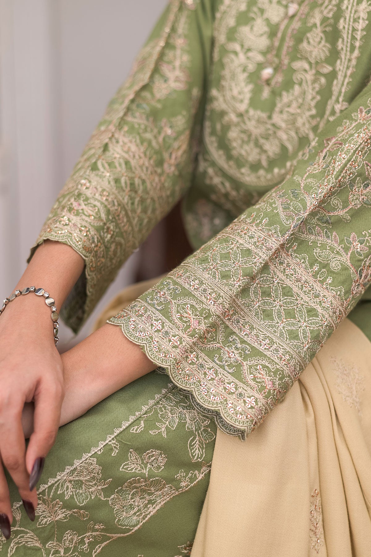 WOMEN'S-3 PIECE EMBROIDERY DHANAK| DH-26