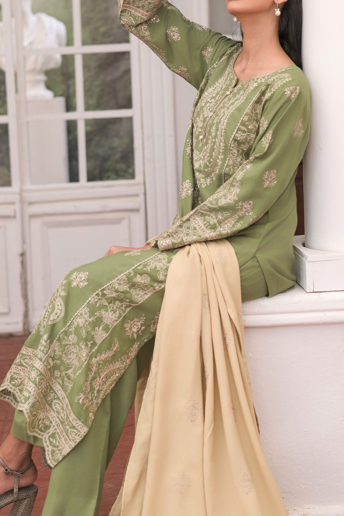 WOMEN'S-3 PIECE EMBROIDERY DHANAK| DH-26
