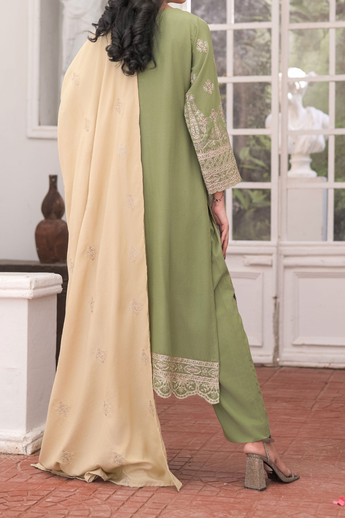 WOMEN'S-3 PIECE EMBROIDERY DHANAK| DH-26