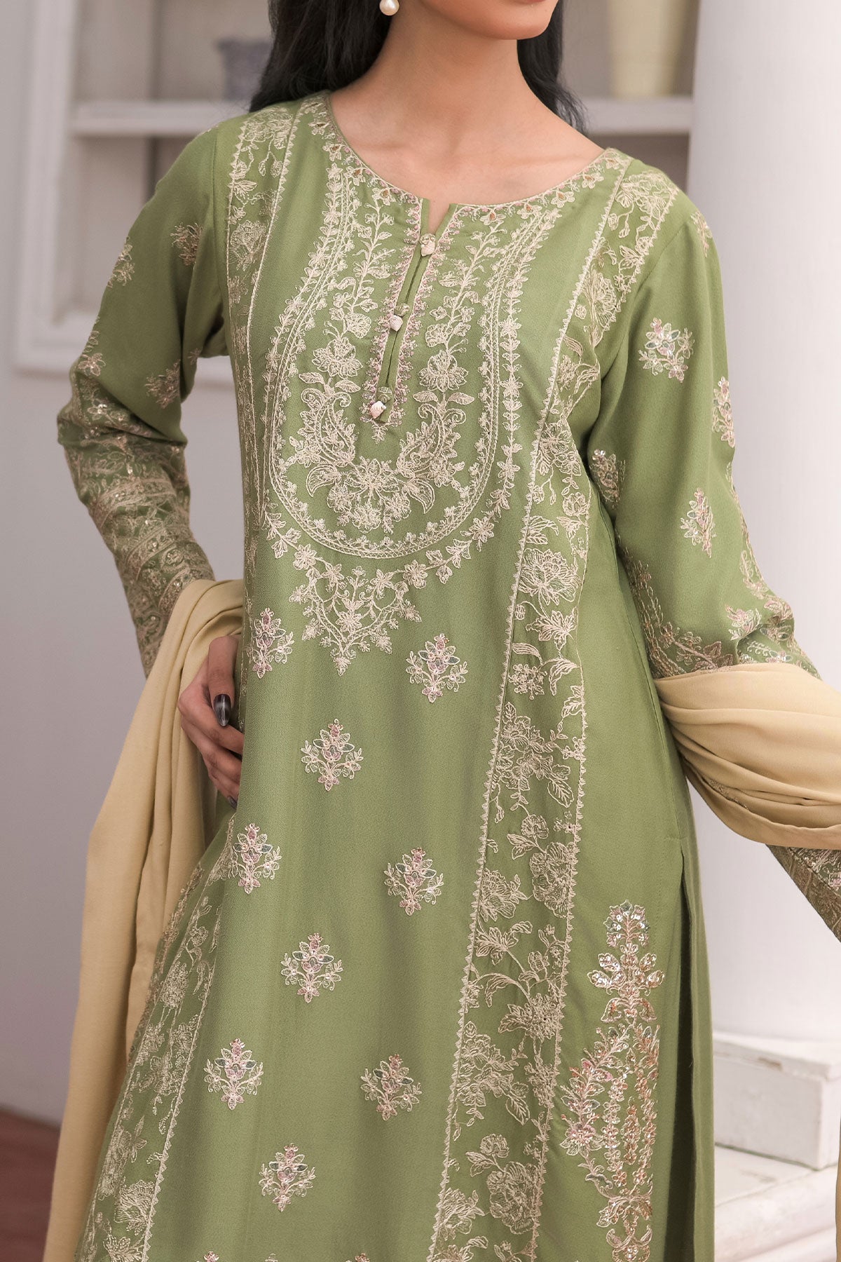 WOMEN'S-3 PIECE EMBROIDERY DHANAK| DH-26