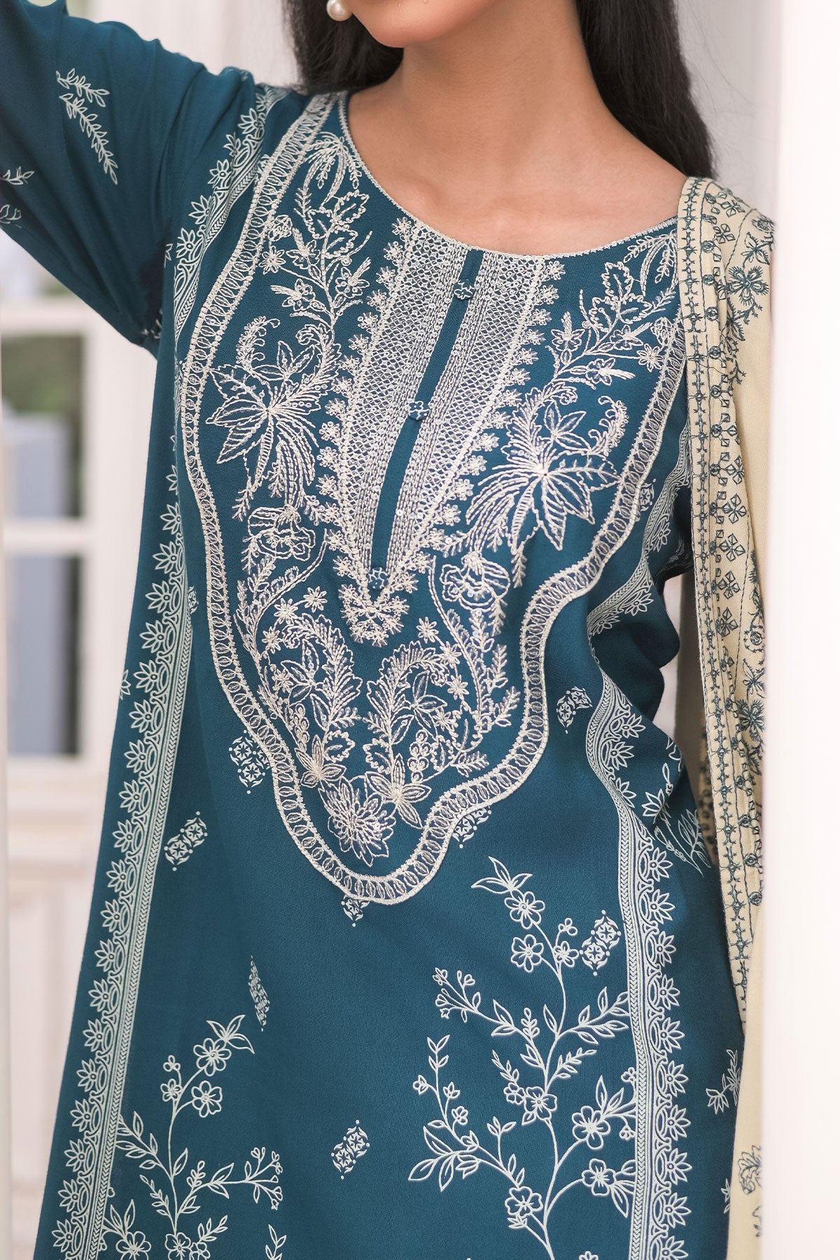 WOMEN'S-3 PIECE EMBROIDERY DHANAK| DH-27