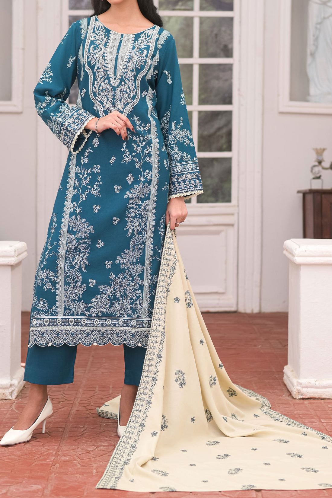 3 PIECE UNSTITCHED EMBROIDERY DHANAK| UN-DH-27