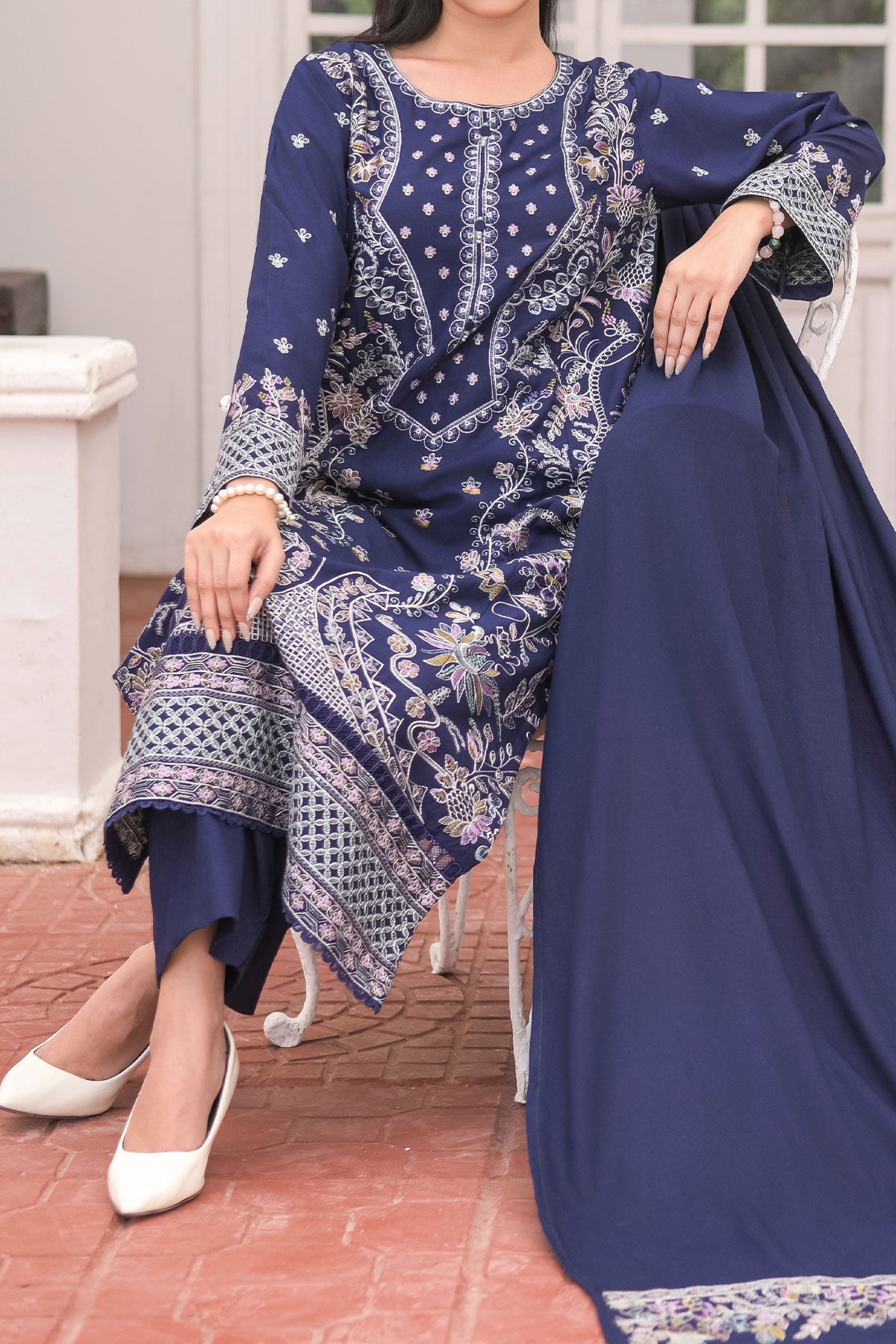 3 PIECE UNSTITCHED EMBROIDERY DHANAK| UN-DH-31