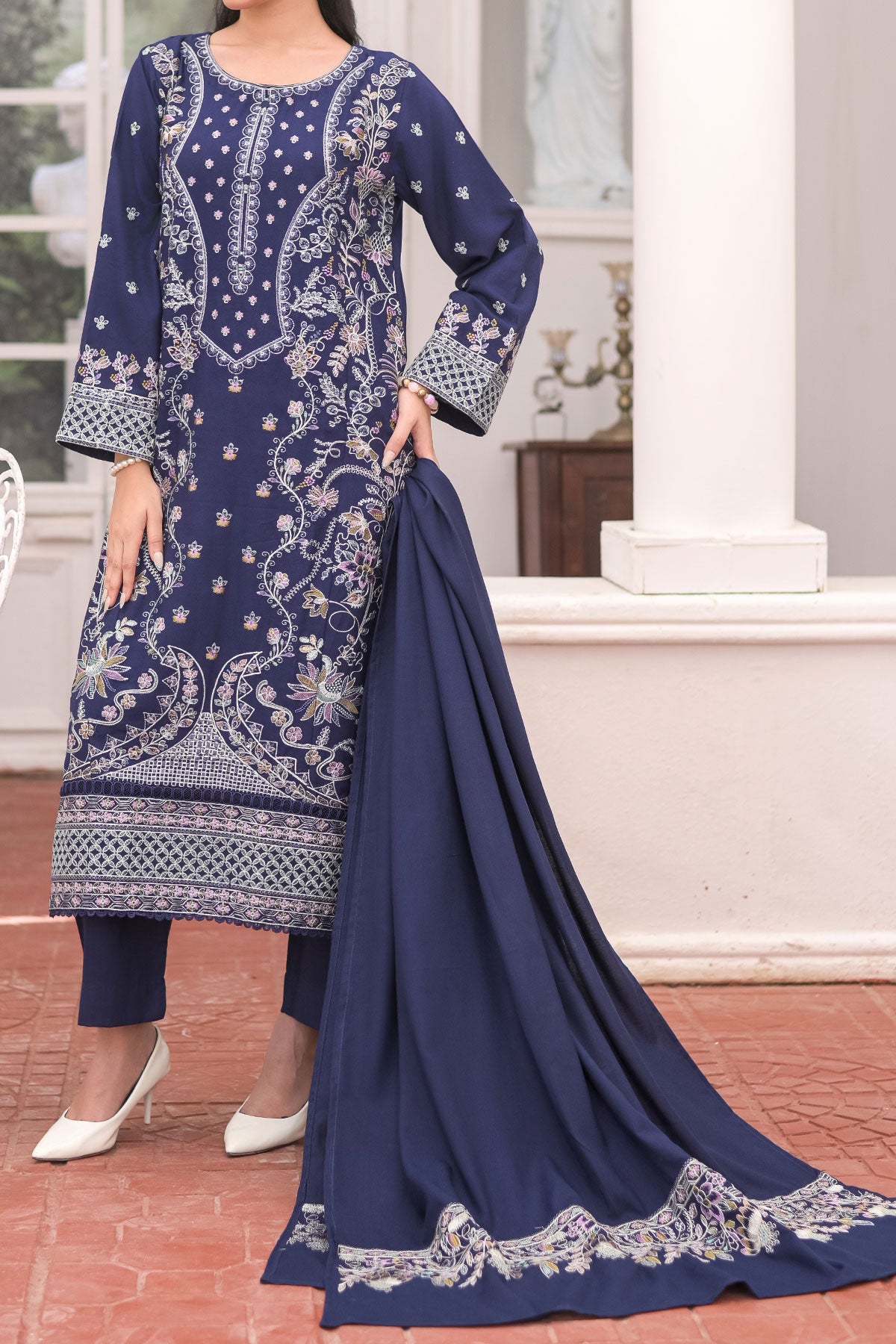 3 PIECE UNSTITCHED EMBROIDERY DHANAK| UN-DH-31