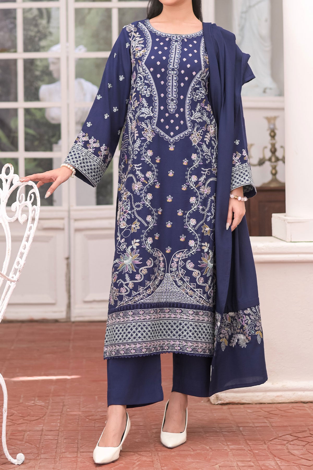 WOMEN'S-3 PIECE EMBROIDERY DHANAK| DH-31