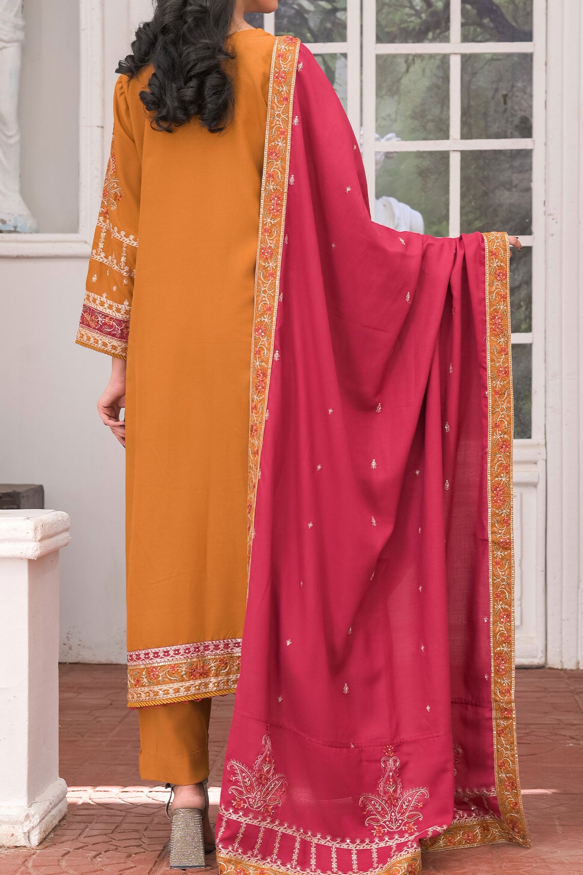 3 PIECE UNSTITCHED EMBROIDERY DHANAK| UN-DH-32