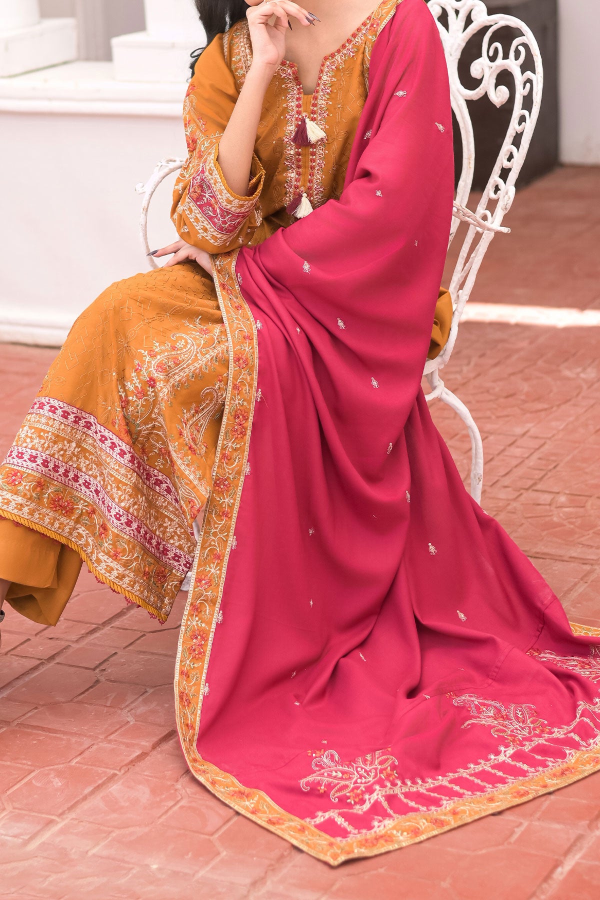 3 PIECE UNSTITCHED EMBROIDERY DHANAK| UN-DH-32
