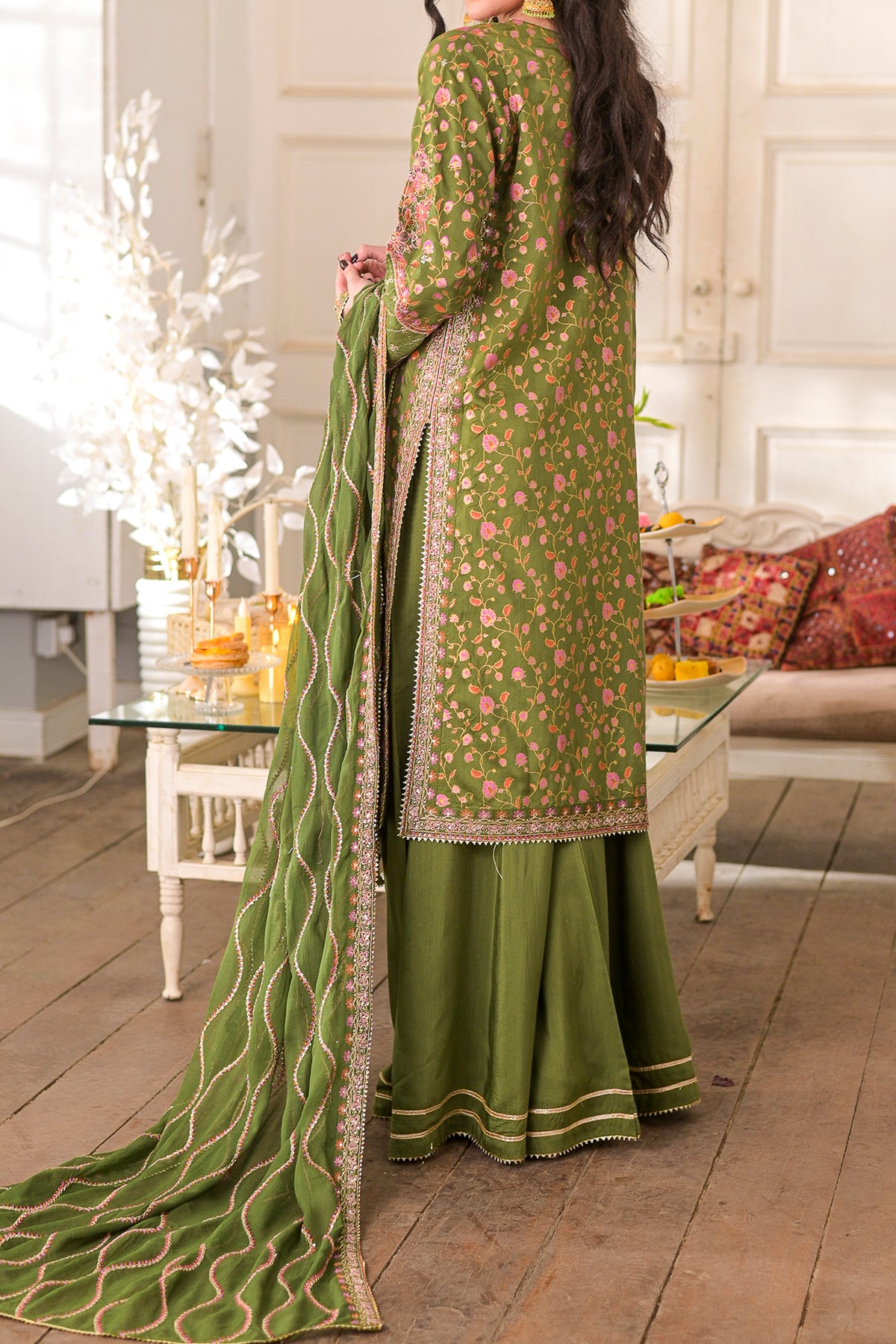 WOMEN'S-3 PIECE EMBROIDERY VISCOSE | DPV-227