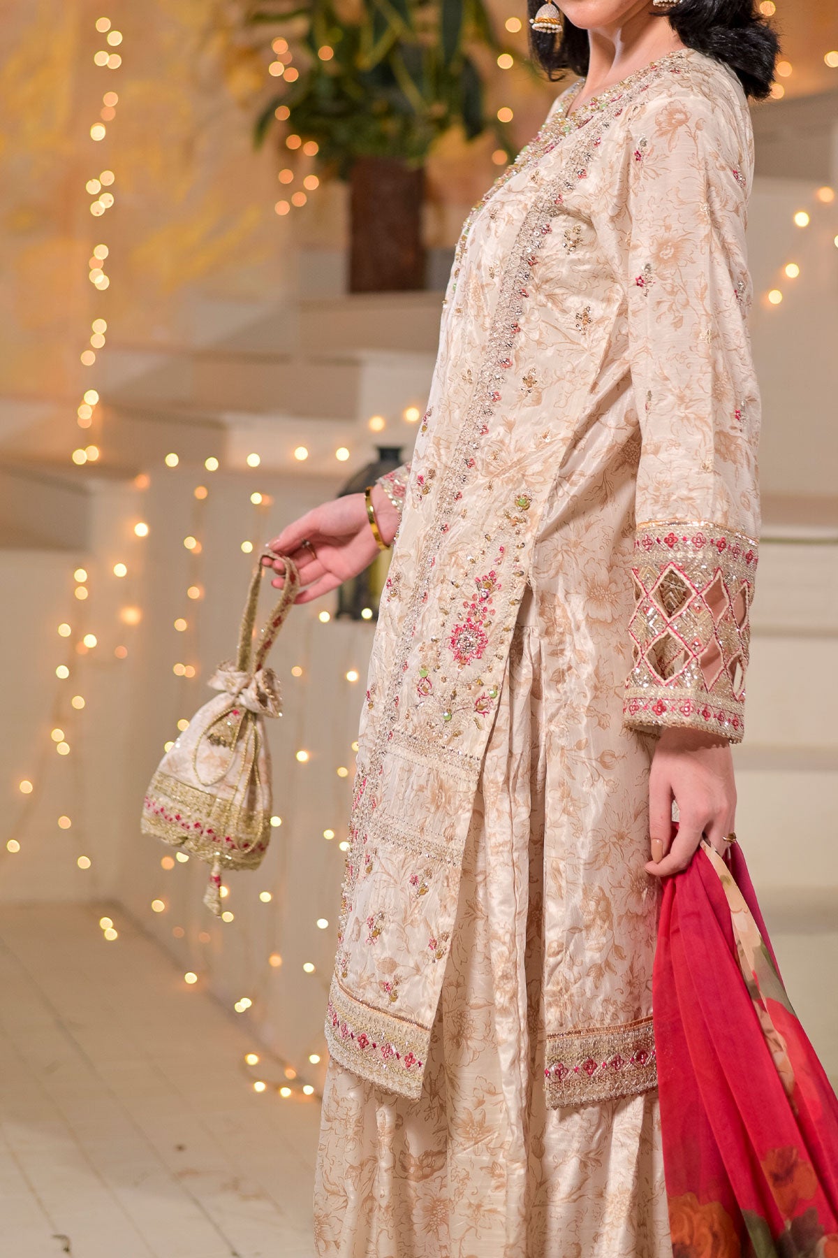 WOMEN'S-3 PIECE  PRINTED RAW SILK | DPV-231