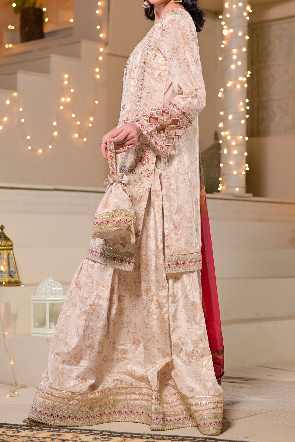 WOMEN'S-3 PIECE  PRINTED RAW SILK | DPV-231