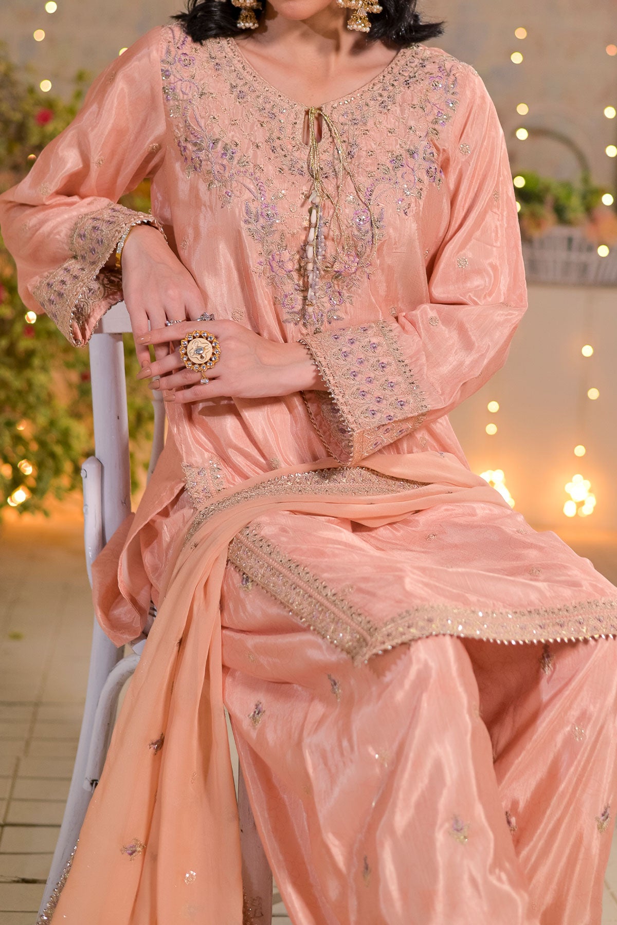 WOMEN'S-3 PIECE  PRINTED RAW SILK | DPV-235