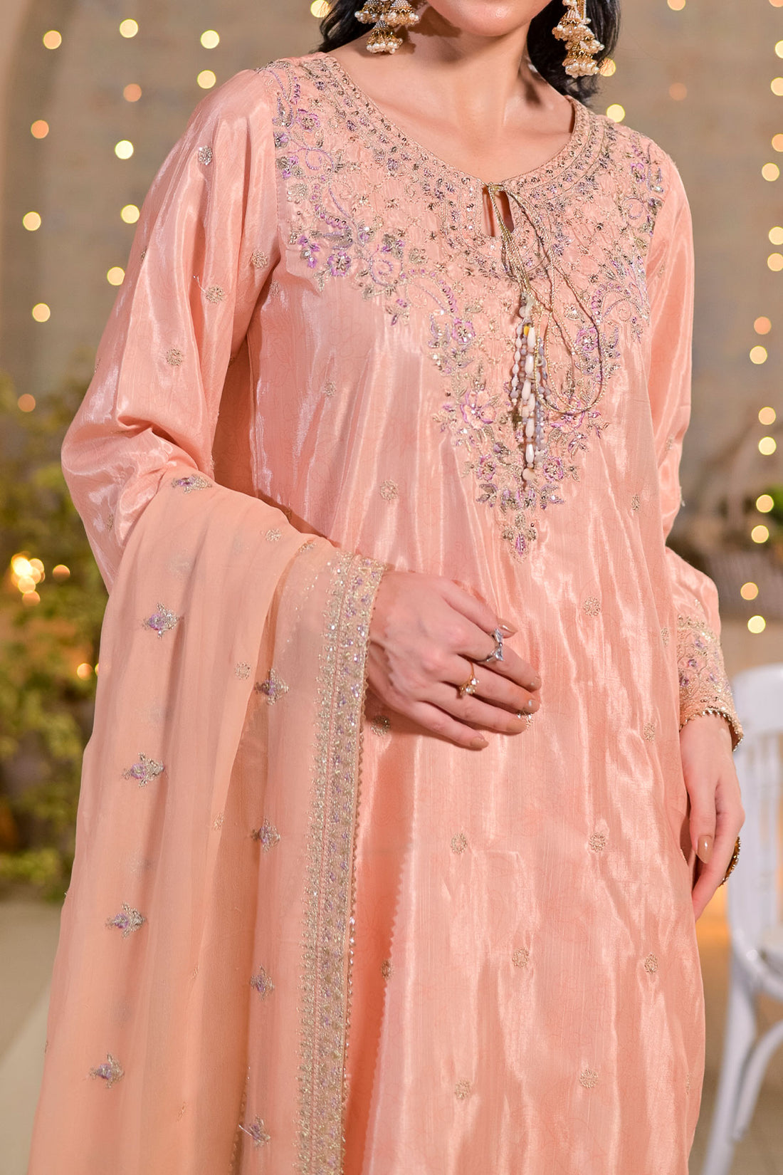 WOMEN'S-3 PIECE  PRINTED RAW SILK | DPV-235