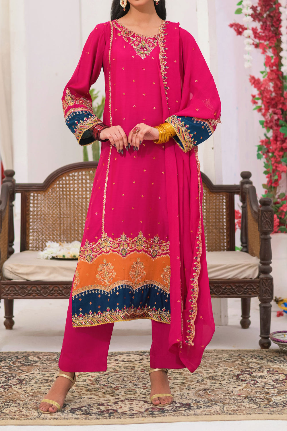 WOMEN'S-3 PIECE EMBROIDERY VISCOSE | VS-603