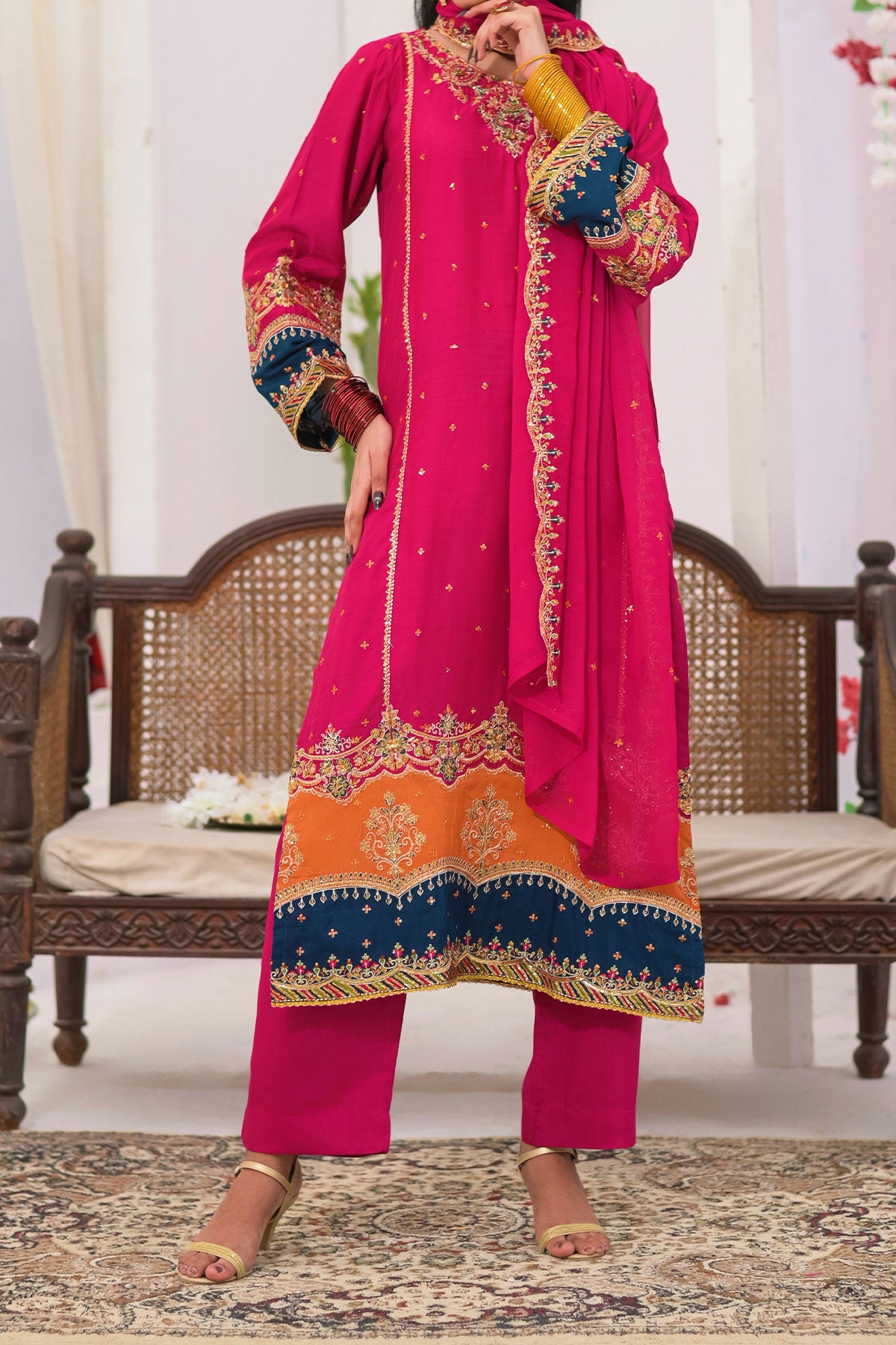 WOMEN'S-3 PIECE EMBROIDERY VISCOSE | VS-603