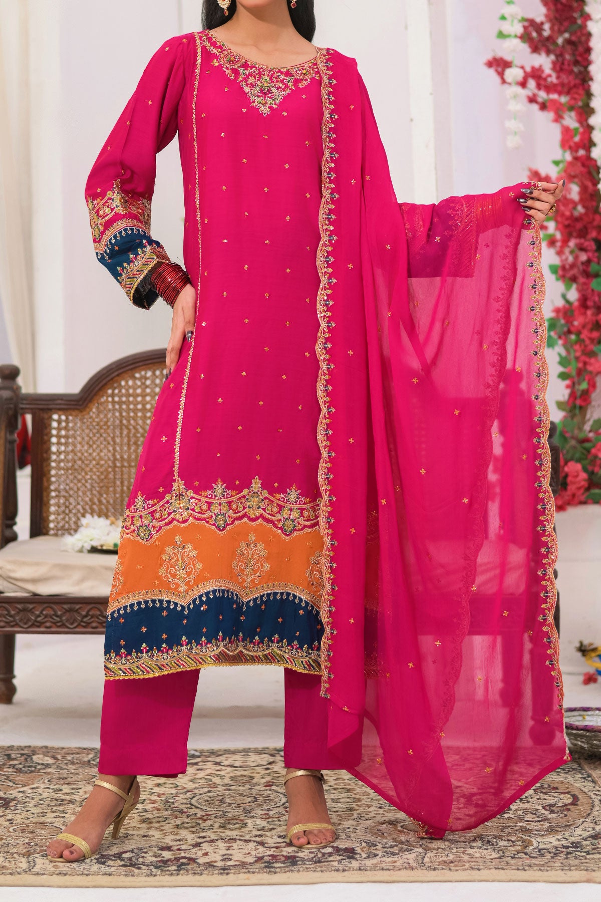 WOMEN'S-3 PIECE EMBROIDERY VISCOSE | VS-603