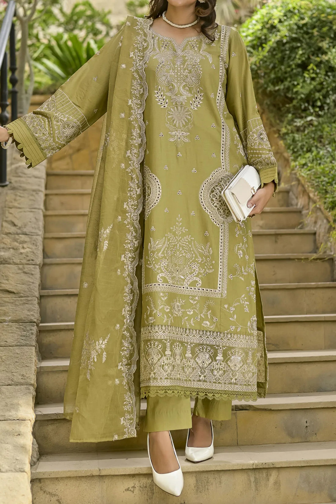 WOMEN'S-3 PIECE EMBROIDERY COTTON | CTN-450