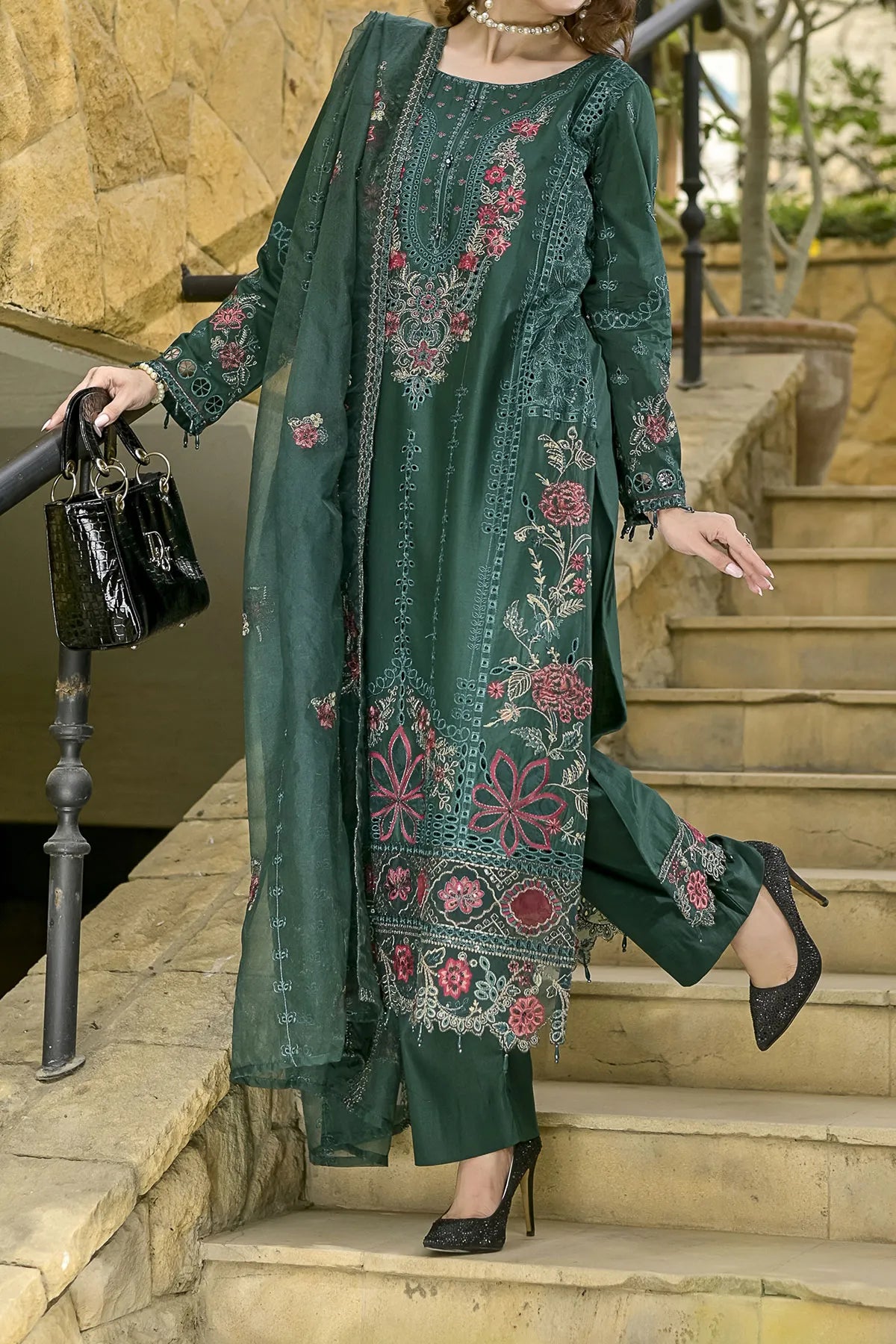 WOMEN'S-3 PIECE EMBROIDERY COTTON | CTN-451
