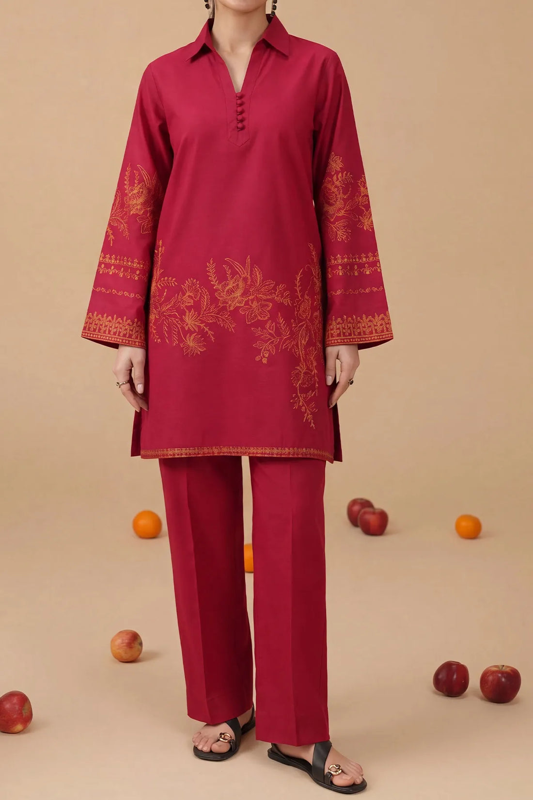 WOMEN'S-2 PIECE EMBROIDERY COTTON | CTN-473