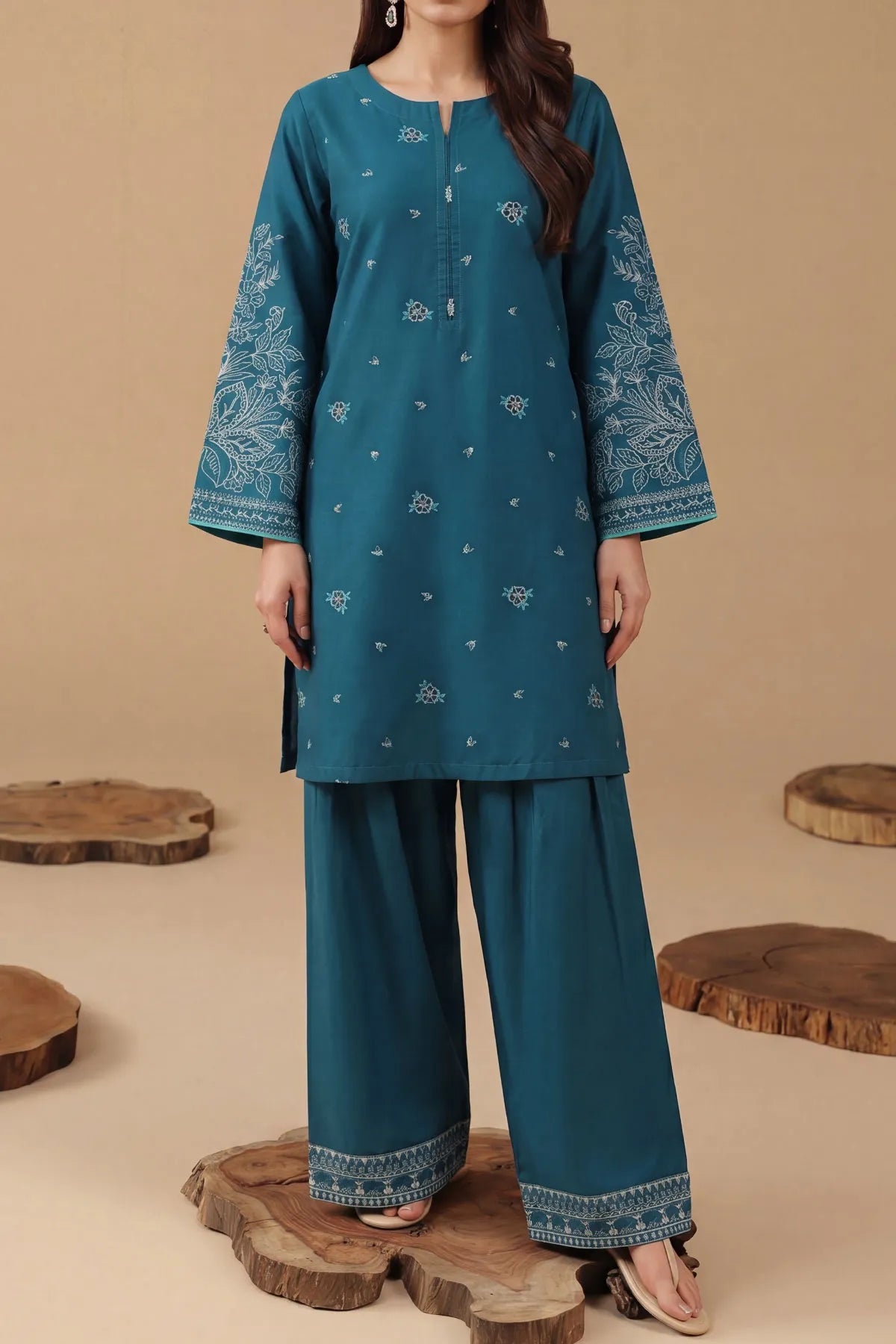 WOMEN'S-2 PIECE EMBROIDERY COTTON | CTN-475