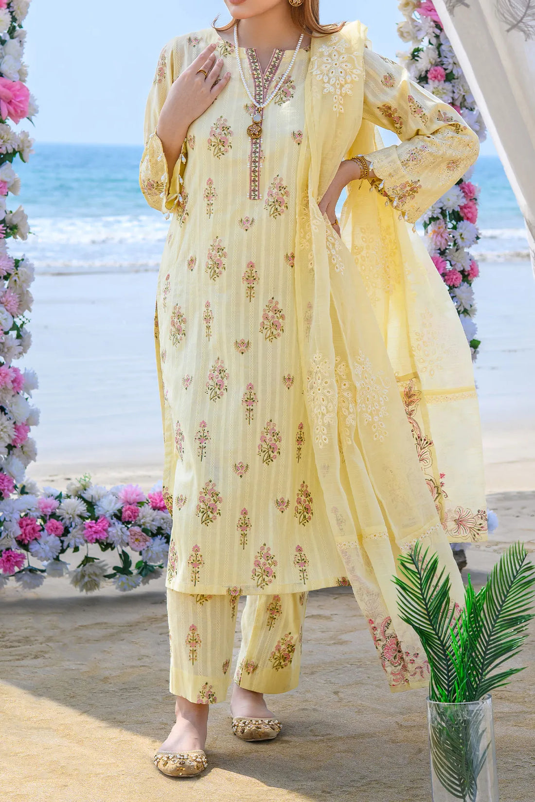 WOMEN'S-3 PIECE EMBROIDERY LAWN | DPC-382