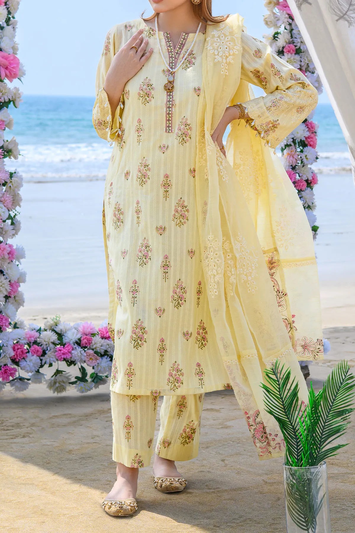 WOMEN'S-3 PIECE EMBROIDERY LAWN | DPC-382