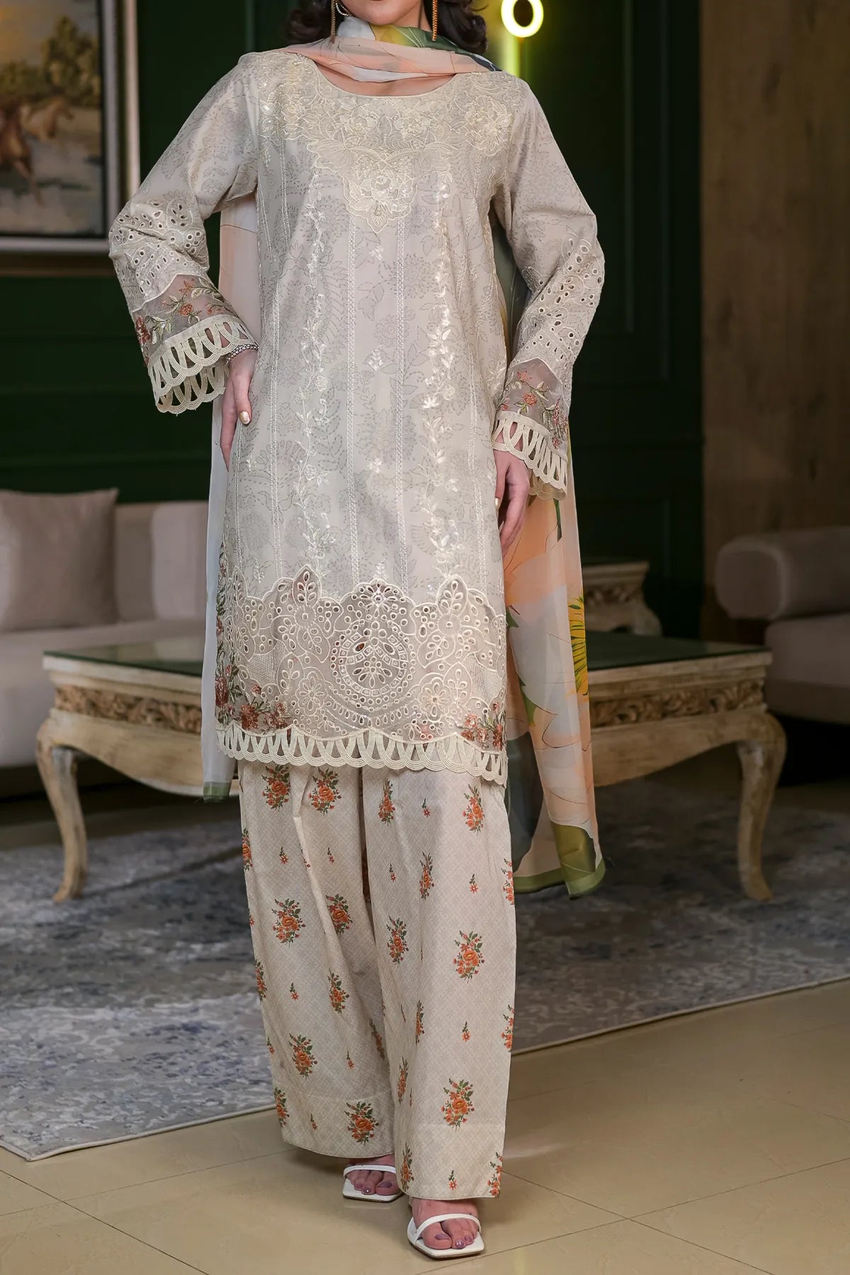 3 PIECE UNSTITCHED LAWN | UN-DPC-428