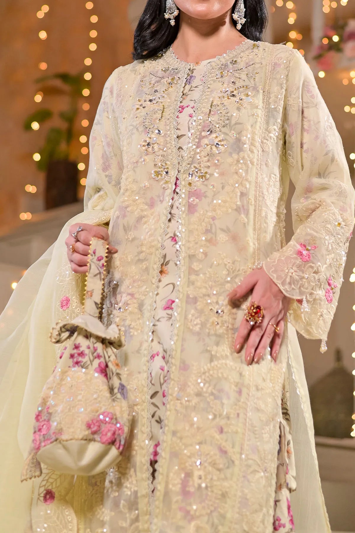 WOMEN'S-3 PIECE PRINTED RAW SILK | DPV-230