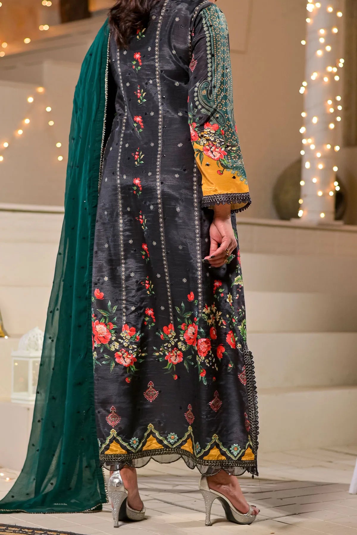 WOMEN'S-3 PIECE  PRINTED RAW SILK | DPV-234