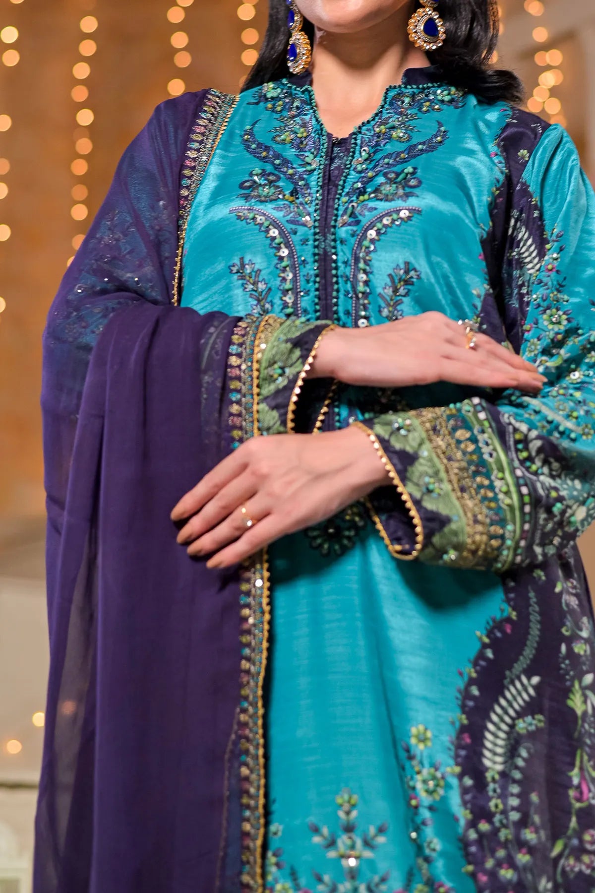 WOMEN'S-3 PIECE  PRINTED RAW SILK | DPV-236