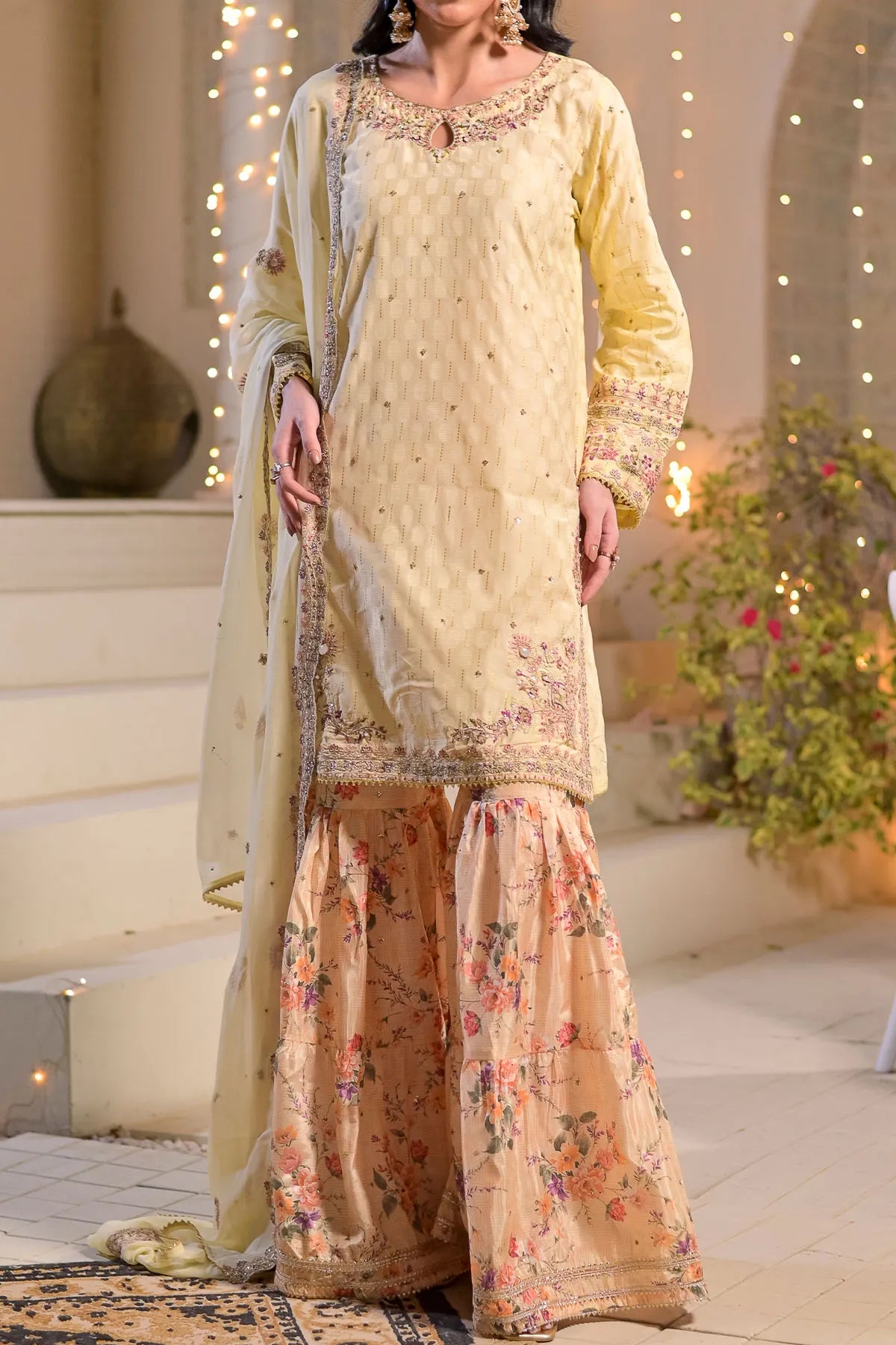 WOMEN'S-3 PIECE  PRINTED RAW SILK | DPV-240