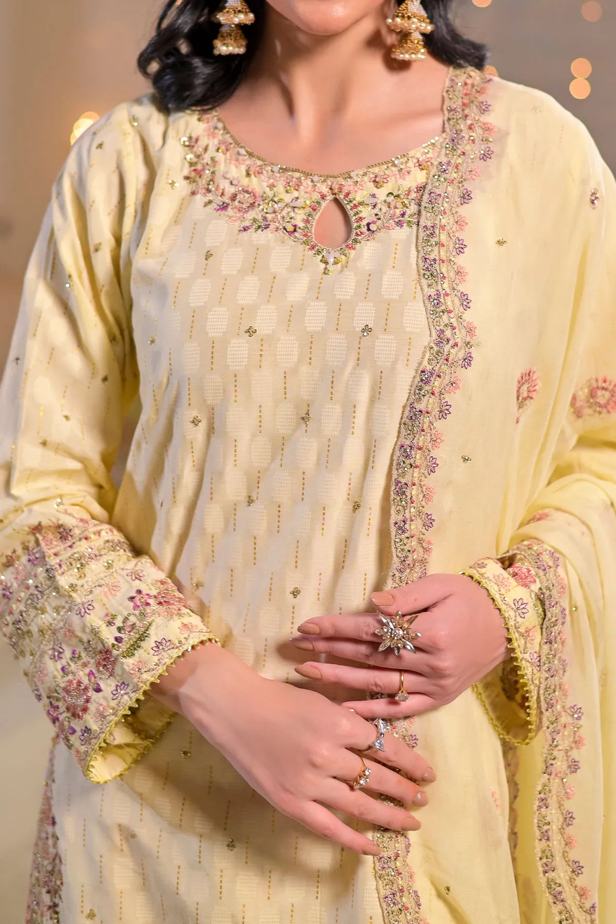 WOMEN'S-3 PIECE  PRINTED RAW SILK | DPV-240