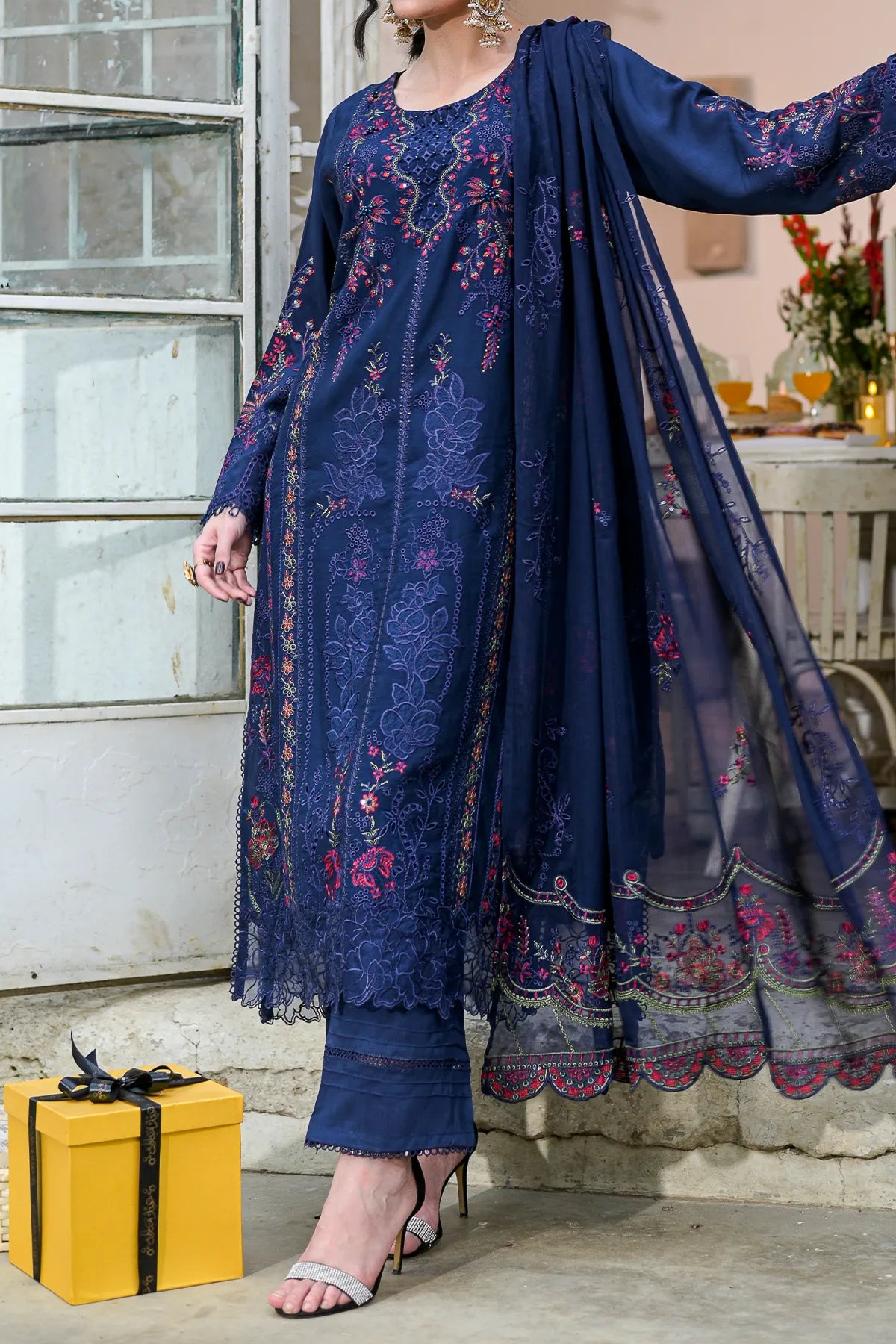 WOMEN'S-3 PIECE EMBROIDERY VISCOSE | VS-597