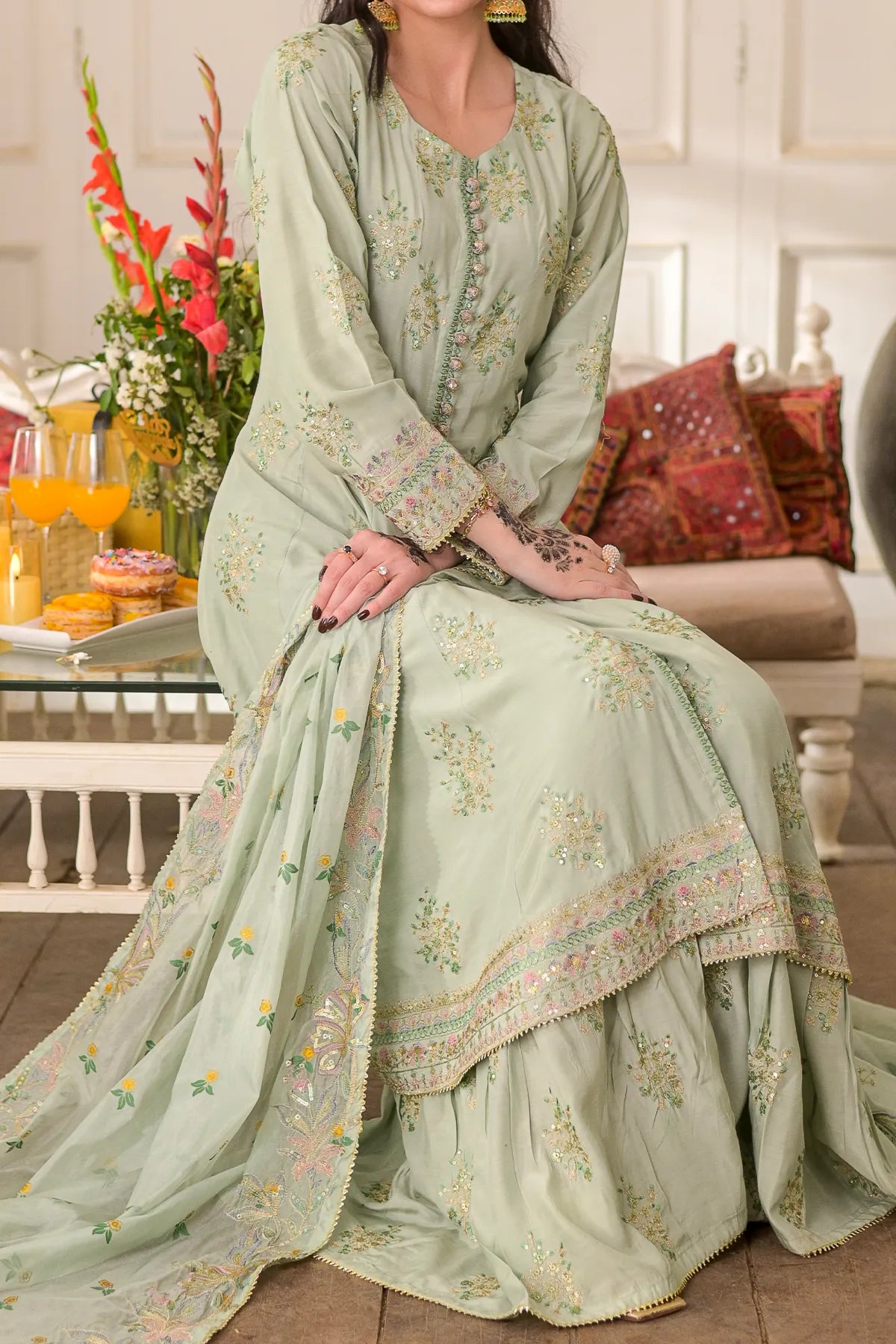 WOMEN'S-3 PIECE EMBROIDERY VISCOSE | VS-599